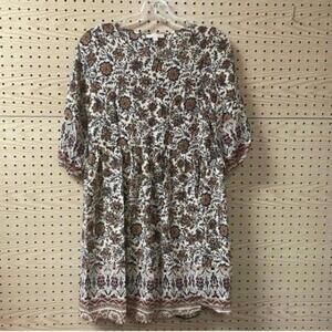 Gianni Bini floral paisley print boho peasant tunic blouse shirt